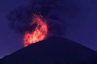 eruption at dusk<br>image 1